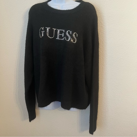 GUESS Rhinestone Logo Knit Tori Sweater. Sz. XL - Picture 2 of 9